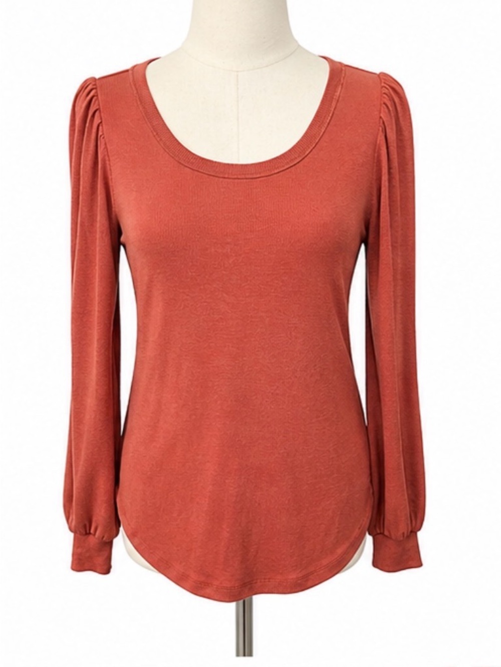 Marine Layer Tencel Puff Sleeve Top Terracotta Rust Size Large